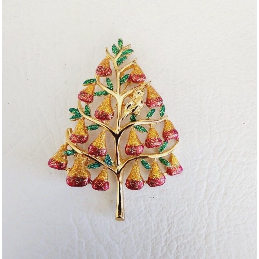 Christopher Radko Partridge Bird In a Pear Tree Christmas Brooch